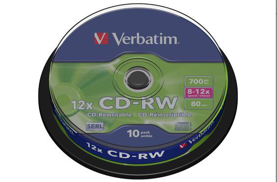 VERBATIM CD-RW 700Mb,8x-12x,Cake (10)