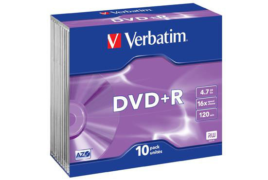 VERBATIM DVD+R 4,7Gb,16x,Slim (10)