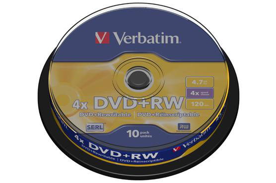 VERBATIM DVD+RW 4,7Gb,4x,Cake (10)